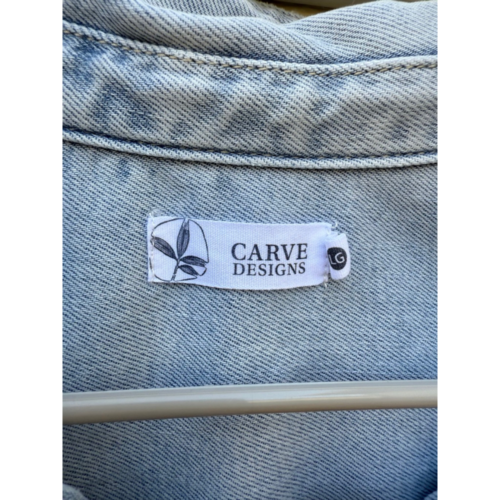 Carve Designs Denim Shacket Light Wash Button Front Womens Large New - Picture 4 of 5